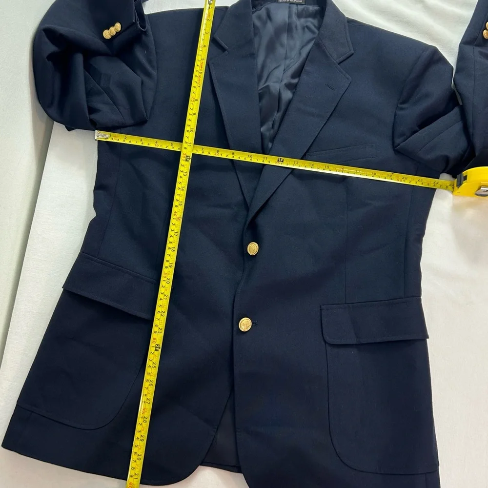 David Taylor 42R Blazer Wool Blend Navy Blue Gold Button Lined‎ Vented Nautical